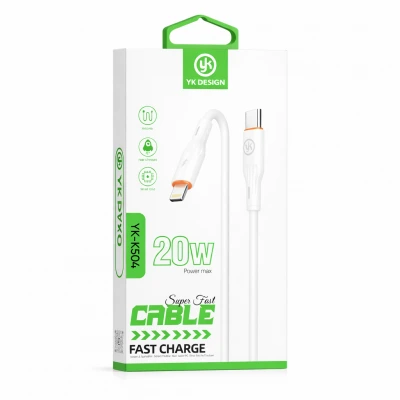 YK Design YK-K504 PD Lightning 20W Elastik Hızlı Şarj | Data Kablosu