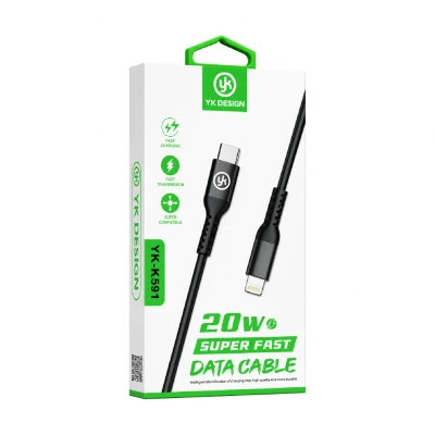 Yk Design YK-K591 20W PD Type-C | Lightning Hızlı Şarj | Data Kablosu