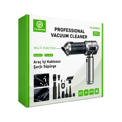YK Design YK-SPR510 Şarjlı Araç İçi Basınçlı Hava Üfleme Çekme Süpürgesi | 1600 Pa
