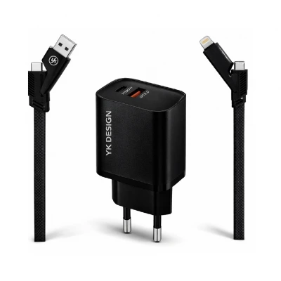 YK Design YK-SR92 38W 5in1 Kablolu Turbo Şarj Cihazı | 1xPD 1xUSB QC