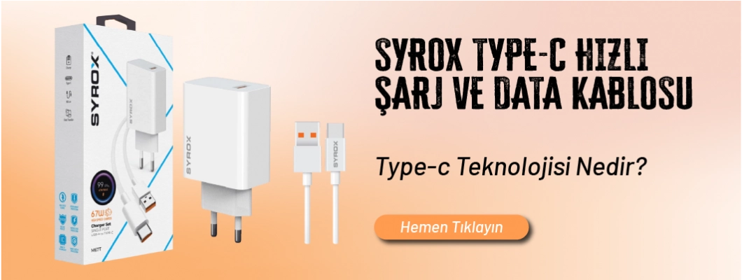 Syrox Type-c Hızlı Şarj ve Data Kablosu