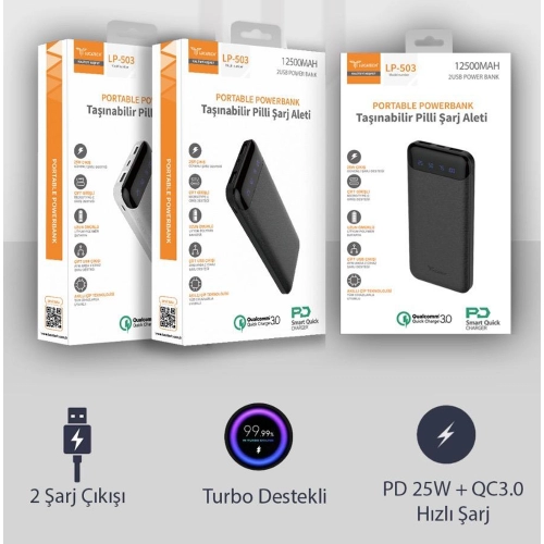 Lucatech LP-503 12500 Mah Lcd Göstergeli 25W Powerbank Lucatech LP-503 12500 Mah Lcd Göstergeli 25W Powerbank