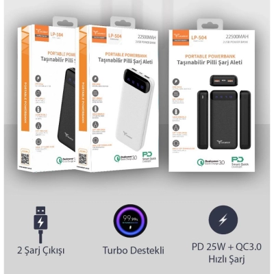 Lucatech LP-504 22500 Mah Lcd Göstergeli 25W Powerbank Lucatech LP-504 22500 Mah Lcd Göstergeli 25W Powerbank