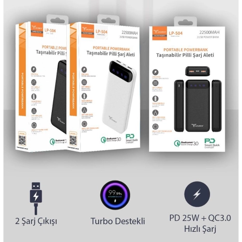 Lucatech LP-504 22500 Mah Lcd Göstergeli 25W Powerbank Lucatech LP-504 22500 Mah Lcd Göstergeli 25W Powerbank