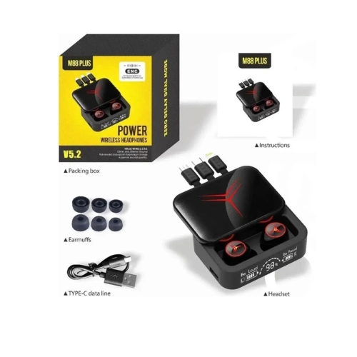 Earbuds Tws M88 Plus Powerbank Kutulu Dijital Göstergeli Bluetooth Kulaklık Earbuds Tws M88 Plus Powerbank Kutulu Dijital Göstergeli Bluetooth Kulaklık