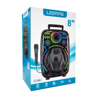 Leerfei LF-3880 Bluetooth 8" Karaoke Speaker | Kablolu Mikrofonlu