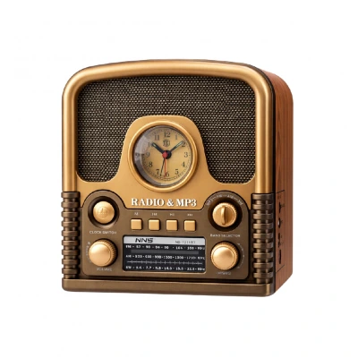 NNS NS-7211BT Nostalji Bluetooth Speaker | FM AM SW Radio | Saat