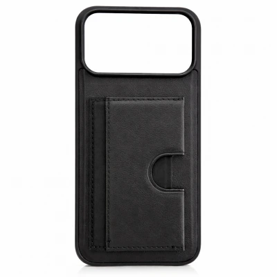 Iphone 17 Pro Stand Kartlıklı Deri Silikon Kılıf | İçi Kadife