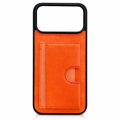 Iphone 17 Pro Stand Kartlıklı Deri Silikon Kılıf | İçi Kadife