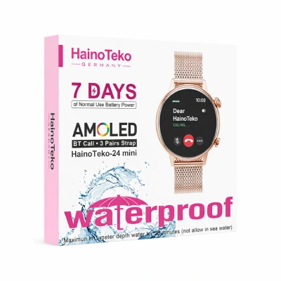 HainoTeko 24 Mini Amoled Ekran Bayan Akıllı Saat | 7 Gün Pil Ömrü | 3 Kordon