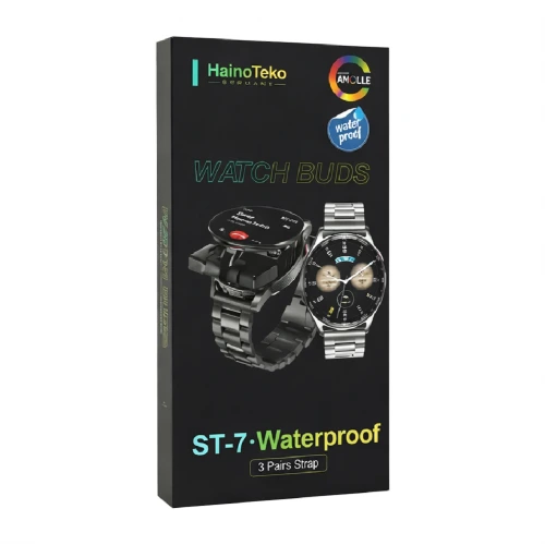 HainoTeko ST-7 Amoled Ekran Akıllı Saat | Watch Buds Kulaklık | 3 Kordon | Suya Dayanıklı