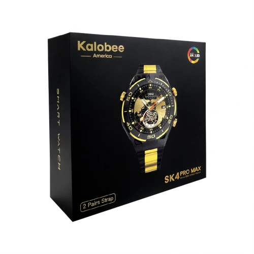 Kalobee SK4 Pro Max Super Amoled Ekran Akıllı Saat | 2 Kordon | Gold Siyah
