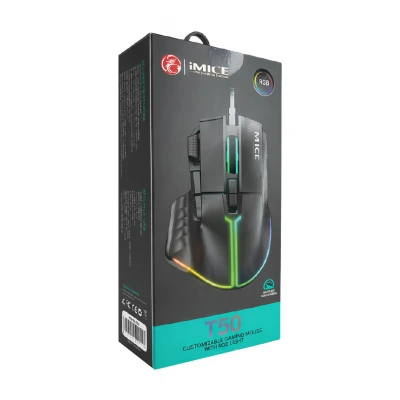 iMice T50 USB Kablolu 8 Tuşlu RGB Oyuncu Mouse | 12800dpi | Çift Tık Vuruş Tuşu