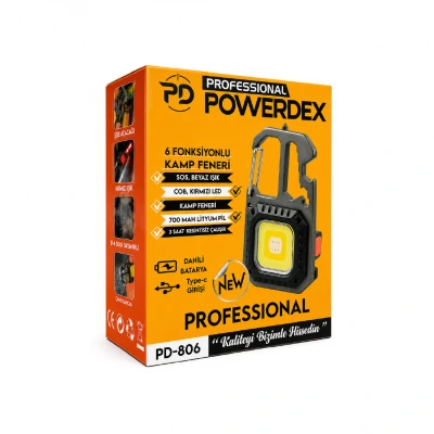 Powerdex PD-806 Şarj Edilebilir Askılı Kamp Lambası | Tornavida Uç Seti | Şişe Açacağı