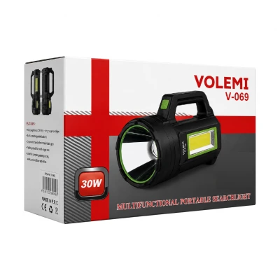 Volemi V-069 Güneş Enerjili 30W Işıldaklı El Feneri | Powerbank Özellikli