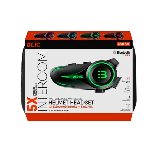 Blic A50 5X Kask Kulaklığı Intercom Sistemi | 5 Eşleşmeli Blic A50 5X Kask Kulaklığı Intercom Sistemi | 5 Eşleşmeli