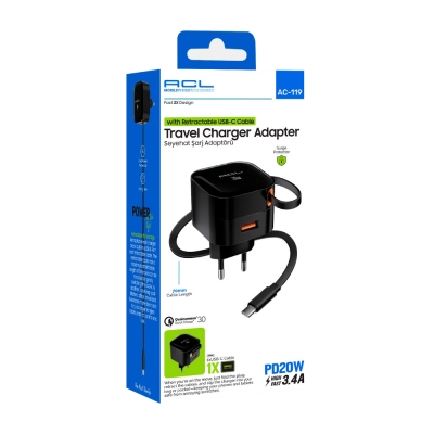 ACL AC-119 20W 3.4A Başlık | Type-c Kablolu