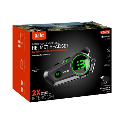 Blic C50 2X Kask Kulaklığı Intercom Sistemi Blic C50 2X Kask Kulaklığı Intercom Sistemi