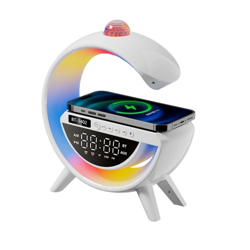 BT-3402 G Şeklinde RGB Bluetooth Speaker | Saatli BT-3402 G Şeklinde RGB Bluetooth Speaker | Saatli