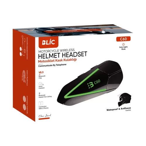 Blic C60 Kask Kulaklığı Intercom Sistemi Blic C60 Kask Kulaklığı Intercom Sistemi
