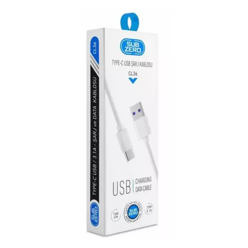 Subzero CL36 Type-C 2.0 Amper Şarj Kablosu Subzero CL36 Type-C 2.0 Amper Şarj Kablosu