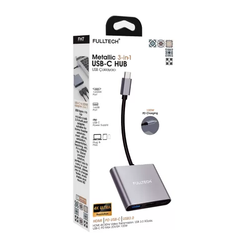 Fulltech FH7 Type-c 3in1 USB Hub Fulltech FH7 Type-c 3in1 USB Hub