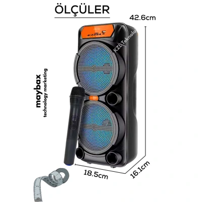 GTS-1880 Kablosuz Mikrofonlu Bluetooth Speaker | 6.5" 
