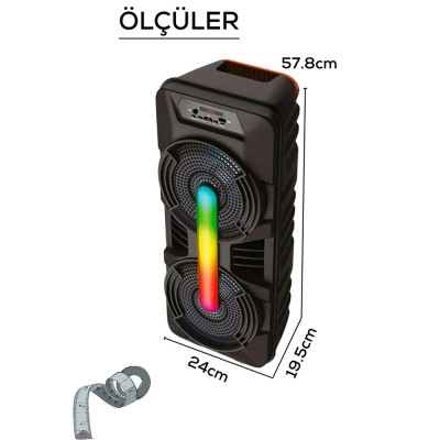 GTS-1702 Bluetooth Speaker | 8" x 2 | Mikrofon | Kumanda GTS-1702 Bluetooth Speaker | 8" x 2 | Mikrofon | Kumanda