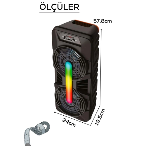 GTS-1702 Bluetooth Speaker | 8" x 2 | Mikrofon | Kumanda GTS-1702 Bluetooth Speaker | 8" x 2 | Mikrofon | Kumanda