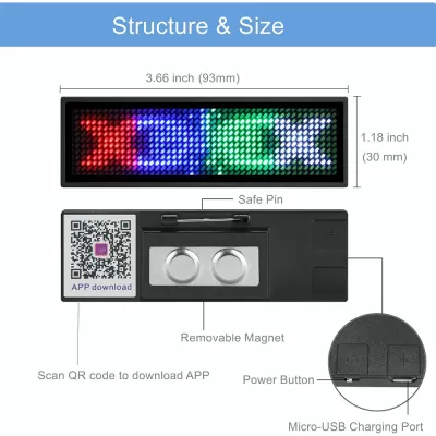 3x9cm HXP-001 Telefon Kontrollü |Kumandalı | Led Matrix Yaka Paneli 3x9cm HXP-001 Telefon Kontrollü |Kumandalı | Led Matrix Yaka Paneli