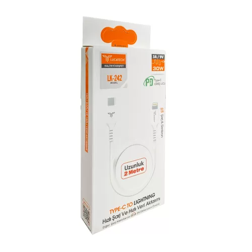 Lucatech LK242 30W PD İphone Şarj Kablosu | 2 Metre Lucatech LK242 30W PD İphone Şarj Kablosu | 2 Metre