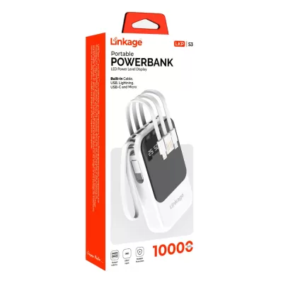 Linkage LKP53 10000 Mah Kendinden Kablolu Powerbank | Led Gösterge Linkage LKP53 10000 Mah Kendinden Kablolu Powerbank | Led Gösterge