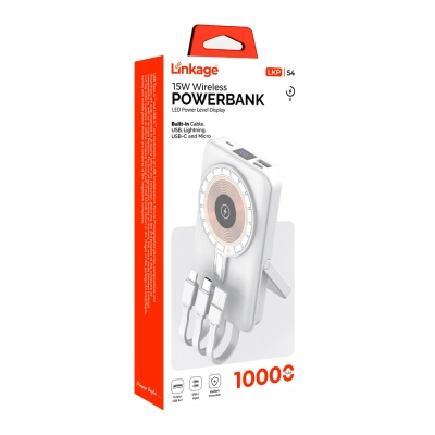 Linkage LKP54 10000 Mah Kendinden Kablolu Powerbank | 15W Kablosuz Şarj | Led Gösterge Linkage LKP54 10000 Mah Kendinden Kablolu Powerbank | 15W Kablosuz Şarj | Led Gösterge