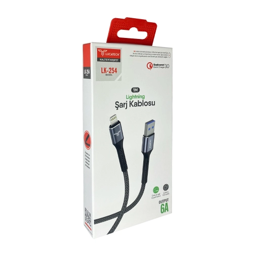 Lucatech LK-254 6 Amper 1m Lightning Şarj Kablosu