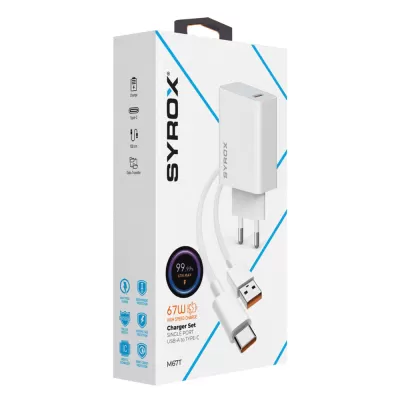 Syrox M67T 67W  Turbo Type-c Hızlı Şarj Aleti
