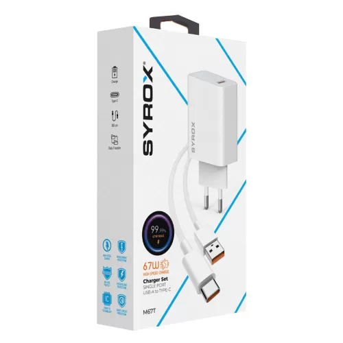 Syrox M67T 67W Turbo Type-c Hızlı Şarj Aleti Syrox M67T 67W Turbo Type-c Hızlı Şarj Aleti