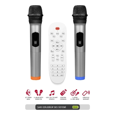 Powerway Mayestro MT90 Taşınabilir Bluetooth Speaker | Çift Mikrofon | Karaoke Sistemi Powerway Mayestro MT90 Taşınabilir Bluetooth Speaker | Çift Mikrofon | Karaoke Sistemi