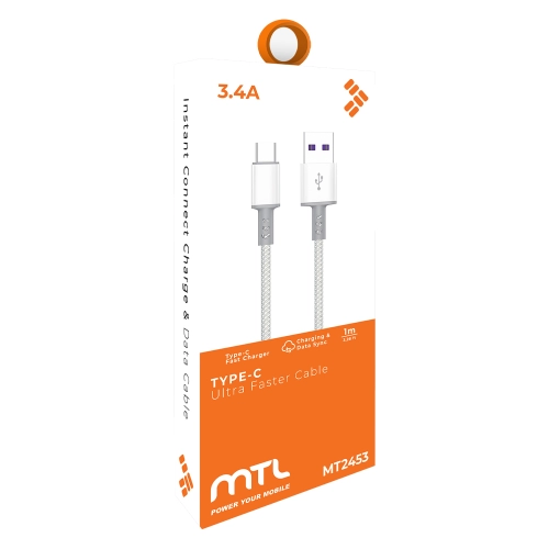Mtl MT2453 3.4A Type-C Usb Kablo Mtl MT2453 3.4A Type-C Usb Kablo