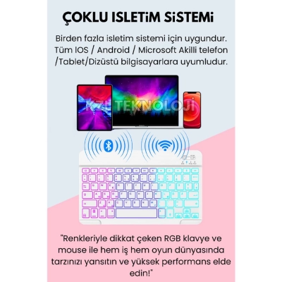 Polygold Işıklı Bluetooth Klavye | Mouse Set Polygold Işıklı Bluetooth Klavye | Mouse Set