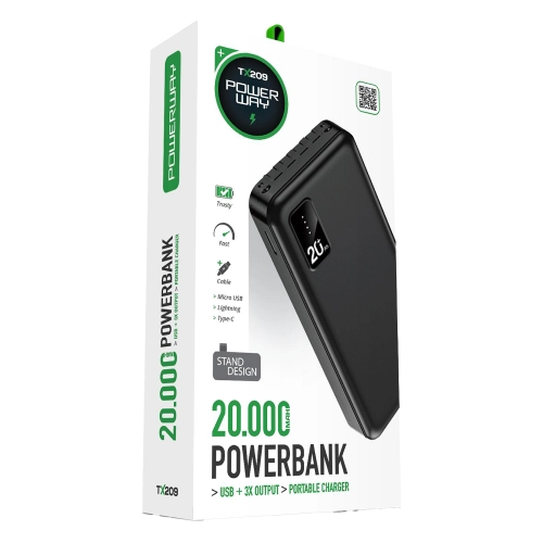 Powerway TX209 20000 mAh Kablolu Powerbank Powerway TX209 20000 mAh Kablolu Powerbank