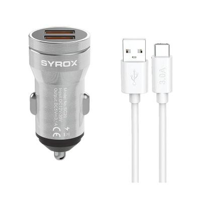 Syrox SC20T Type-c Fast Oto Başlık 3.1A