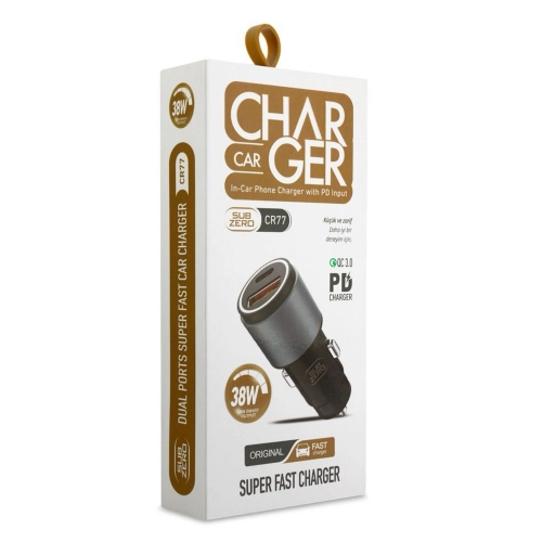 Subzero CR77 38W 3.4A Hızlı PD | Usb Çıkışlı Araç Şarj Başlığı Subzero CR77 38W 3.4A Hızlı PD | Usb Çıkışlı Araç Şarj Başlığı