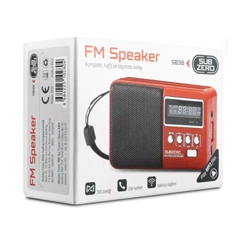 Subzero SB38 Mini Nostalji TWS/FM Bluetooth Speaker Subzero SB38 Mini Nostalji TWS/FM Bluetooth Speaker