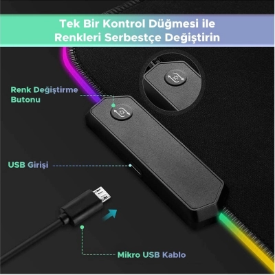 WT-5 Oyuncu Işıklı Mouse Pad