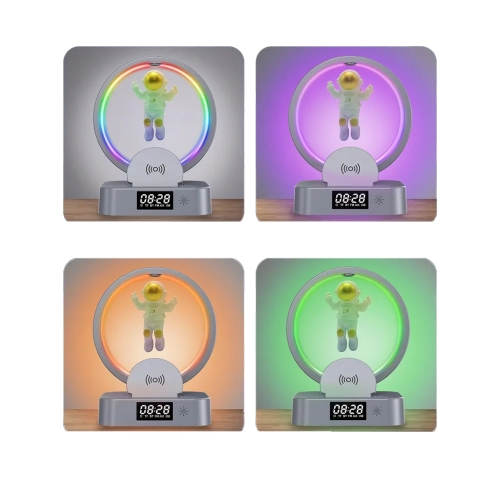 Y558 Astronot Hoparlör Radyo Telefon Stand Kablosuz Şarj RGB Işıklı Y558 Astronot Hoparlör Radyo Telefon Stand Kablosuz Şarj RGB Işıklı