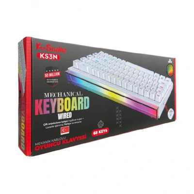 KS3N Mekanik Kablolu Oyuncu Klavyesi | Türkçe Q | RGB Işıklı