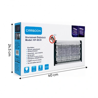 Carboon KF-6020 Elektronik Sinek Öldürücü | 20W Çift UV Mor Işık