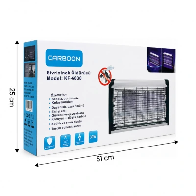 Carboon KF-6030 Elektronik Sinek Öldürücü | 30W Çift UV Mor Işık