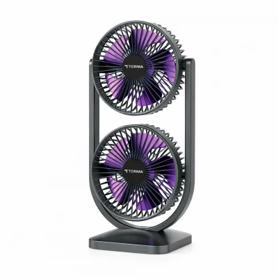 F22 Çift Pervane Şarjlı Fan | 360 Derece Döner | 3 Kademe