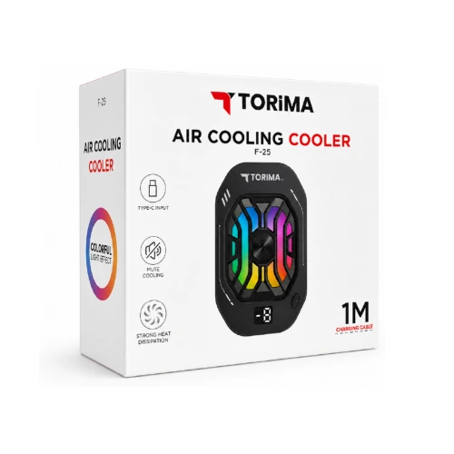 Torima F-25 LCD Isı Göstergeli |Kademeli Telefon Soğutucu Fan | Kablolu